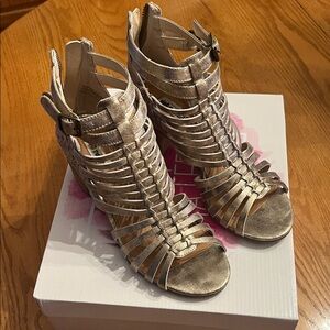 Gold Strappy Heel Sandal